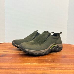 Merrell Jungle Moc Slip-On Green Suede Shoes Kids Youth Boys Size 3.5M hiking